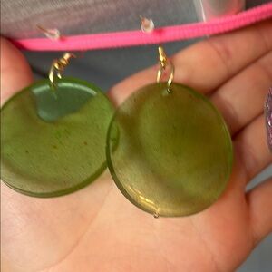 Chic Olive Green Disc Earrings